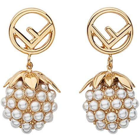 fendi embellished fruit earrings|Gold.